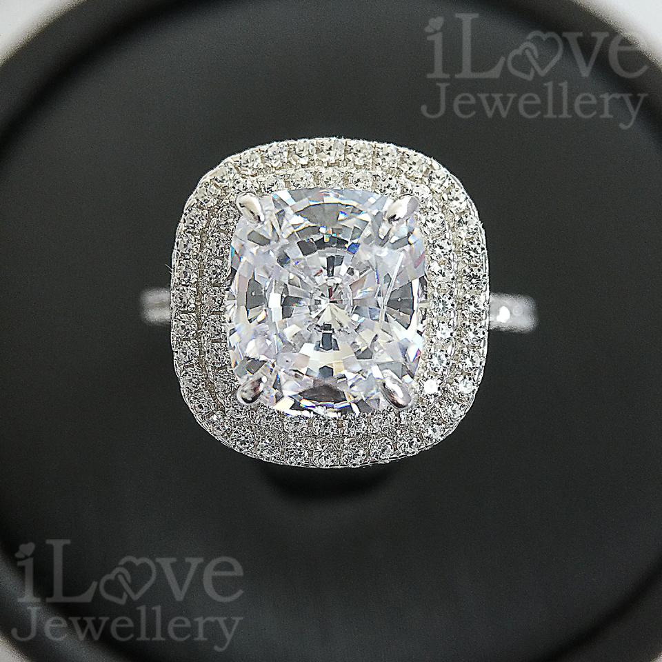 Radiant Cushion Halo Ring ILR014
