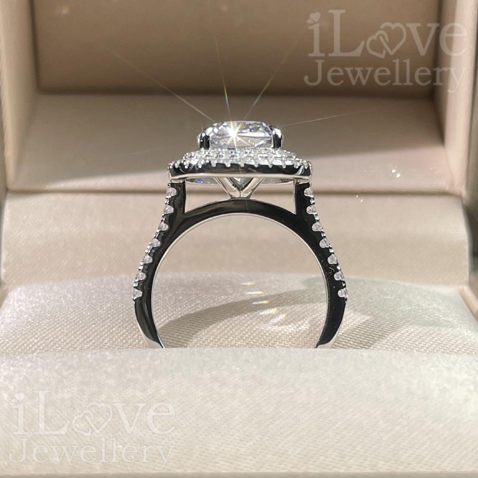 Radiant Cushion Halo Ring ILR014