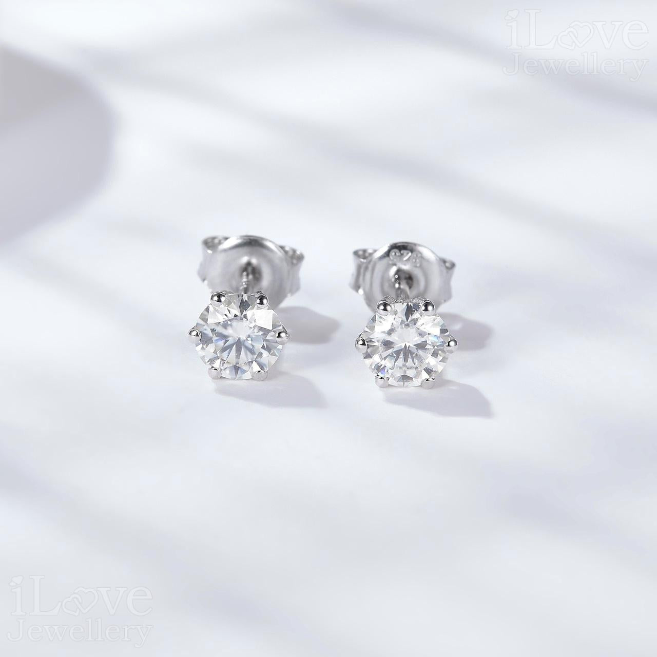 Timeless Solitaire Stud Moissanite Earrings E201