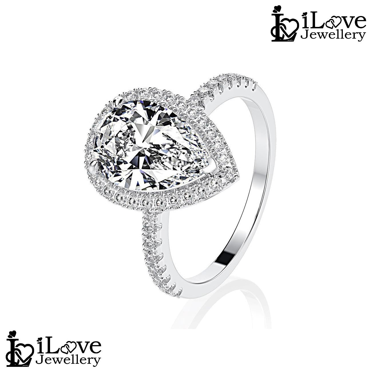 Tear of Light Pear Shaped Halo Ring ILR020