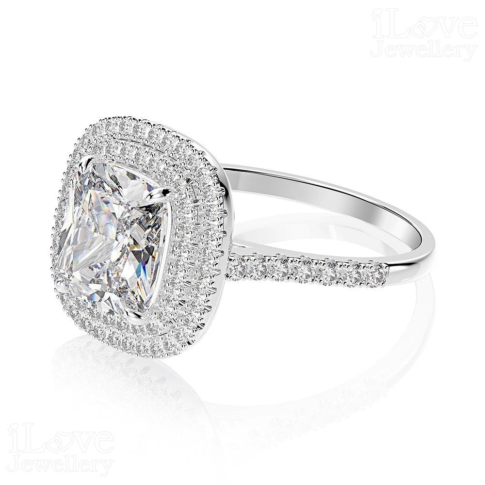 Radiant Cushion Halo Ring ILR014