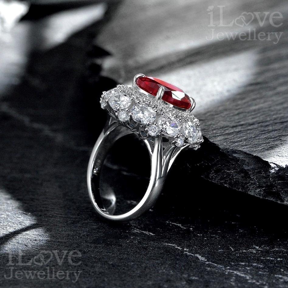 Royal Ruby Halo Ring ILR051 Red