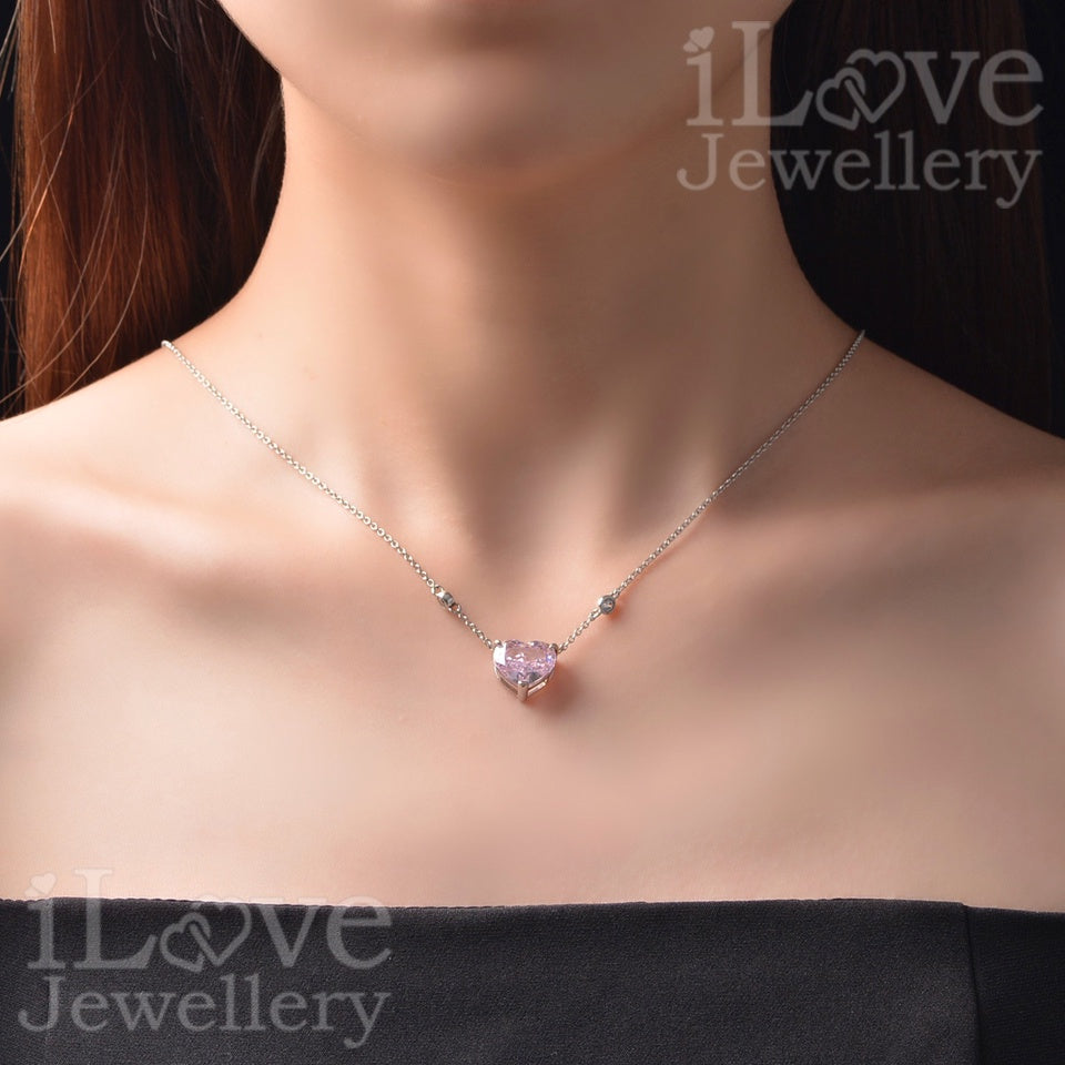 Pink Heartbeat Chain Necklace ILN010