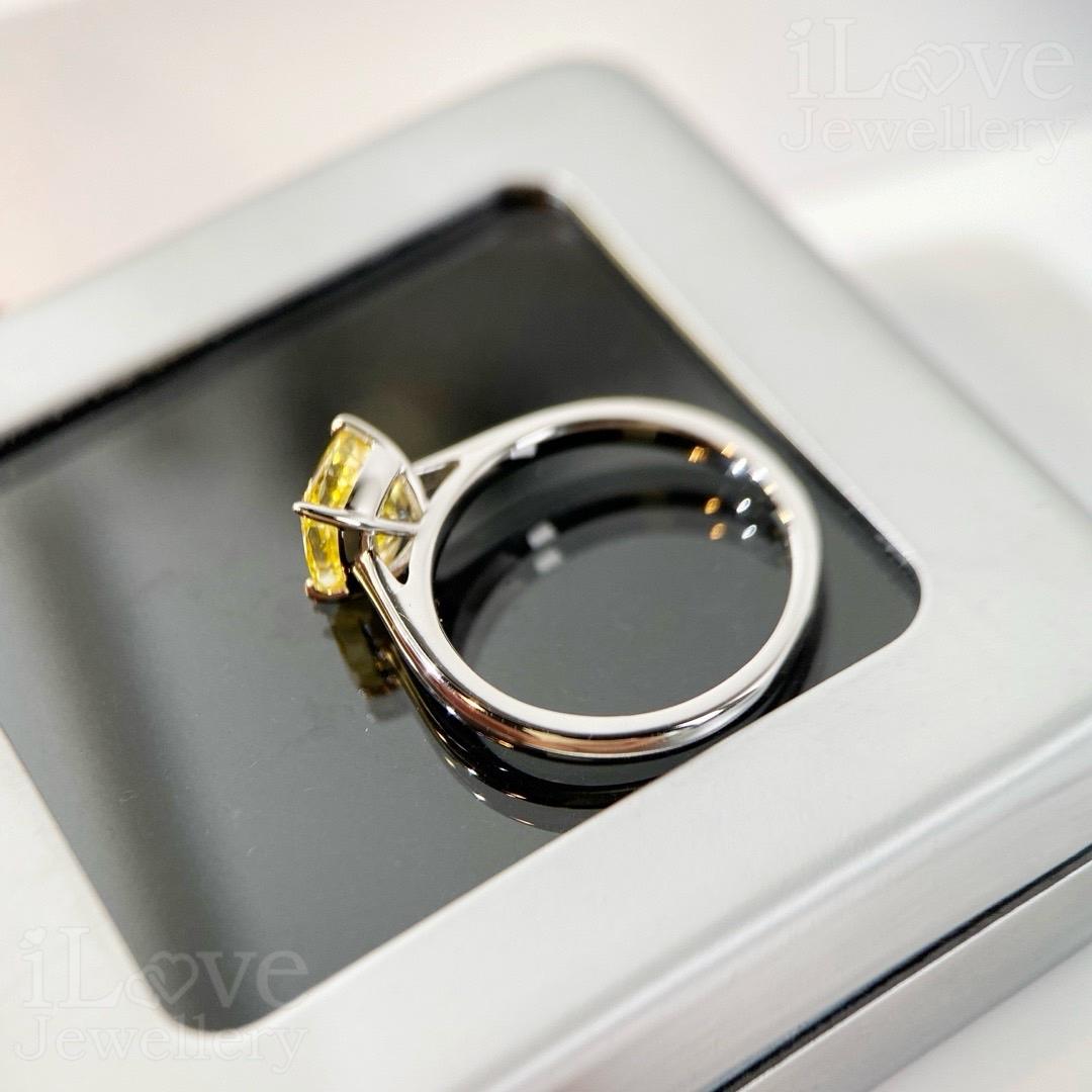 Yellow Cushion Cut CZ Solitaire Ring ILR064