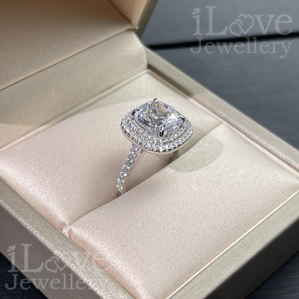 Radiant Cushion Halo Ring ILR014