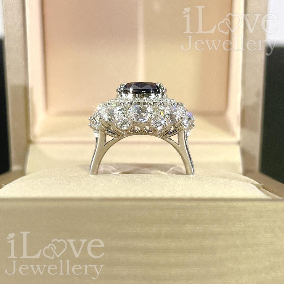 Royal Sapphire Halo Ring ILR051 Blue
