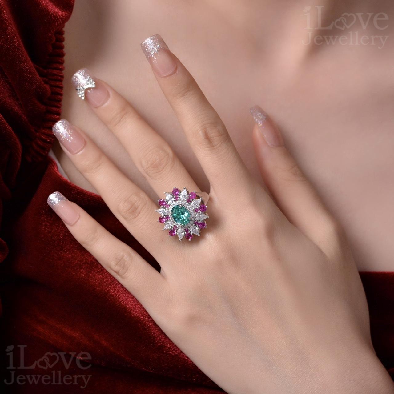 Floral Cocktail Adjustable Ring ILR057