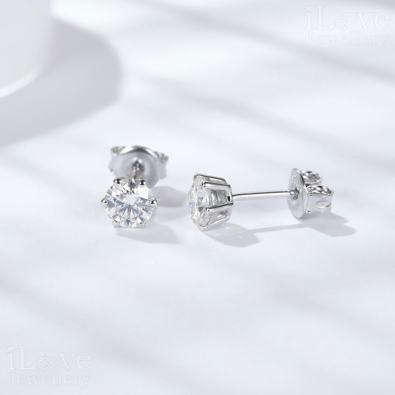 Timeless Solitaire Stud Moissanite Earrings E201