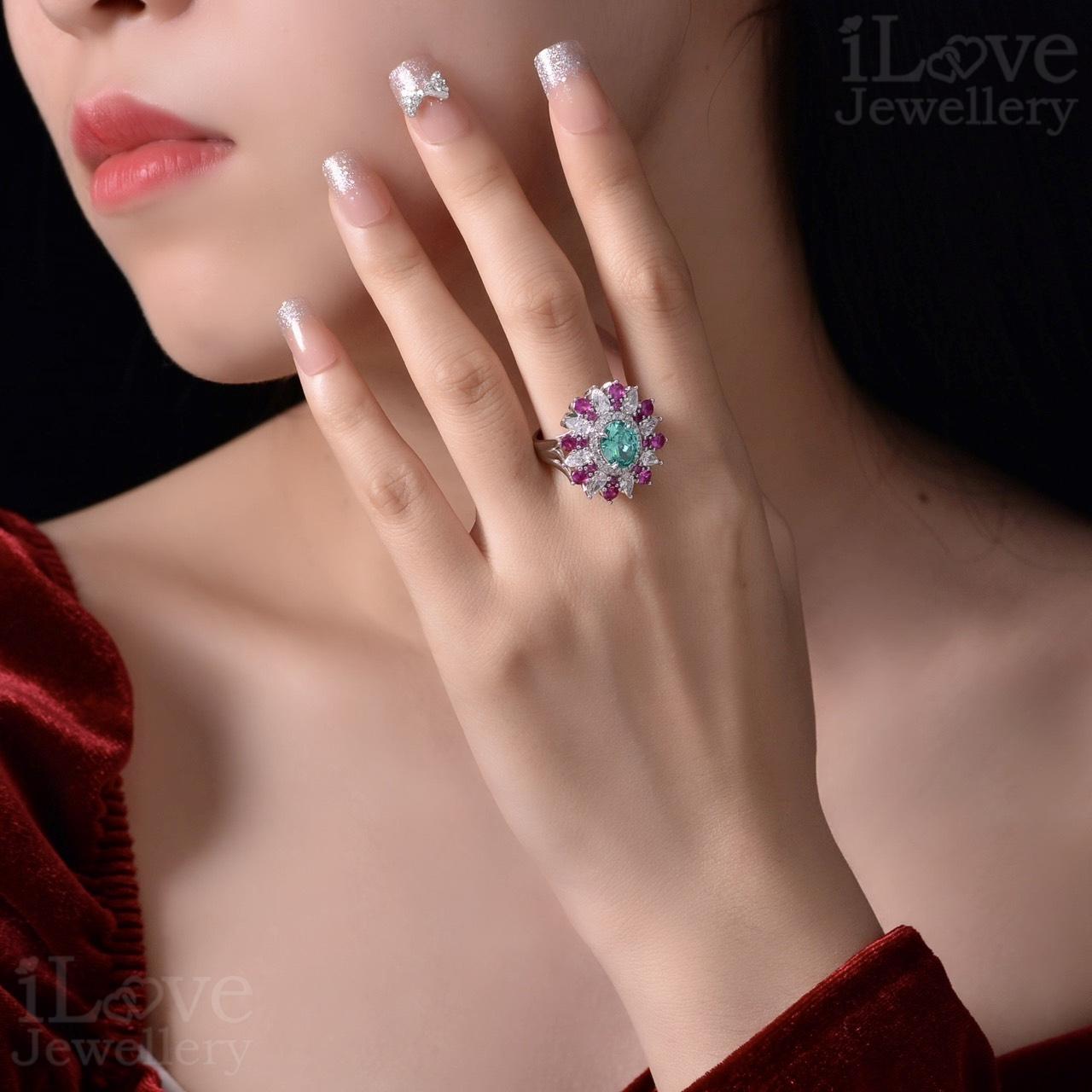 Floral Cocktail Adjustable Ring ILR057