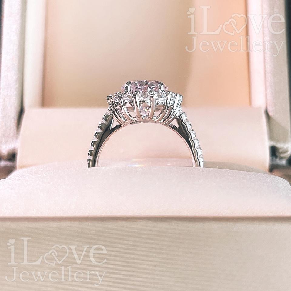Blushing Oval Halo Ring ILR021 Pink
