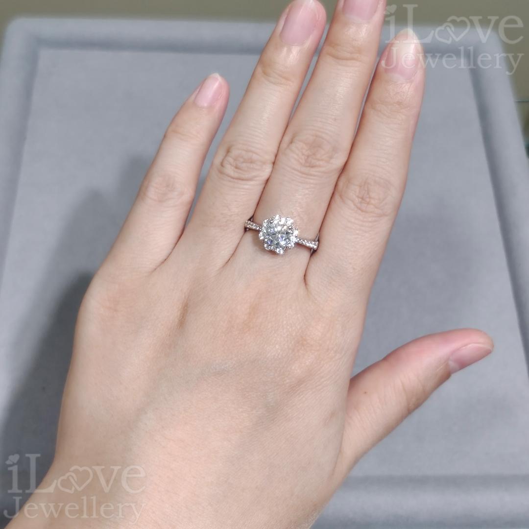 Rosette Floral Halo Moissanite Ring ILR208