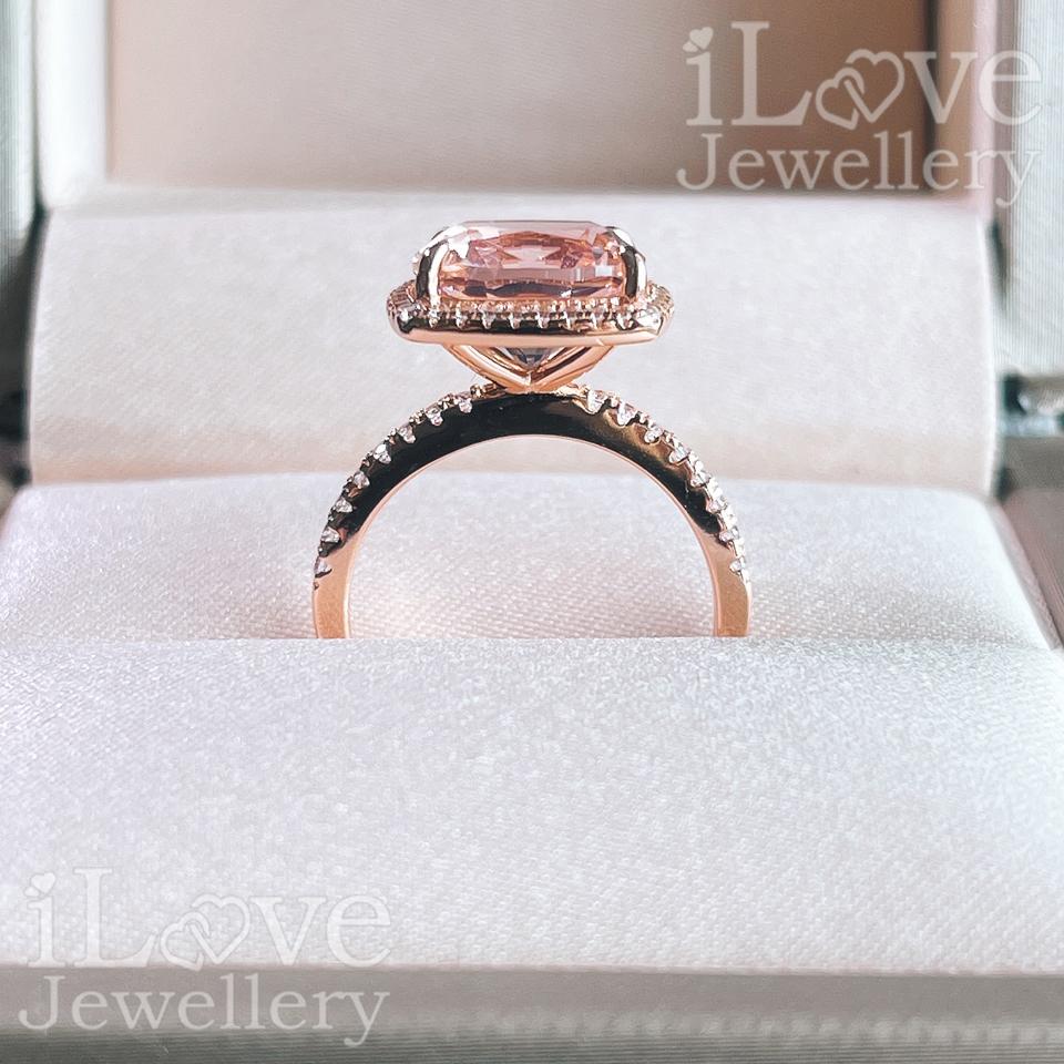 Morganite Cushion Halo Ring ILR028