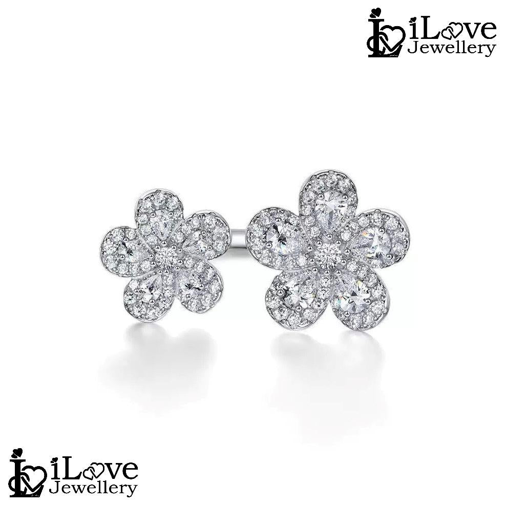 Blooming Duo Adjustable Flower Ring ILR048