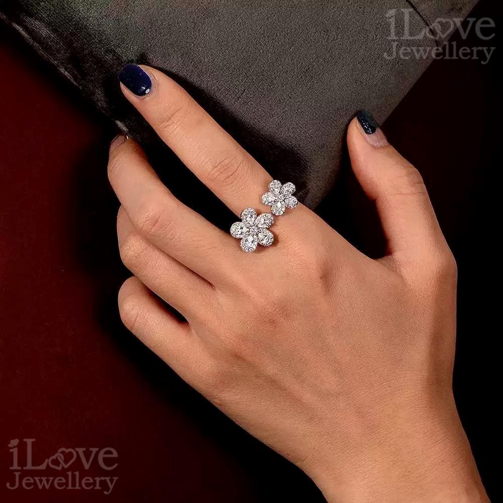 Blooming Duo Adjustable Flower Ring ILR048
