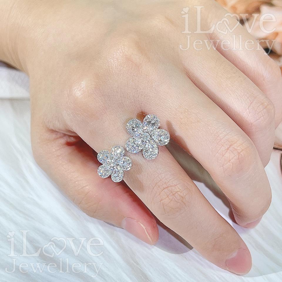 Blooming Duo Adjustable Flower Ring ILR048