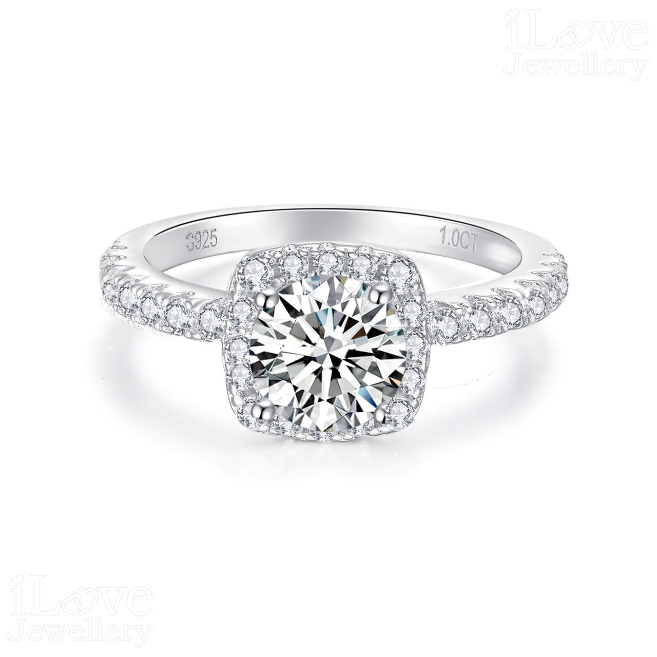 Cushion-Cut Halo Moissanite Ring ILR207