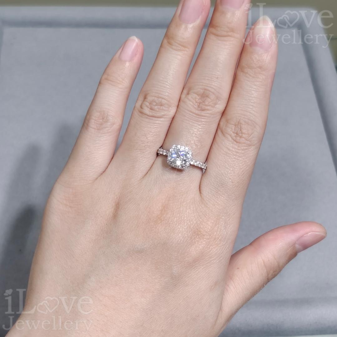 Cushion-Cut Halo Moissanite Ring ILR207