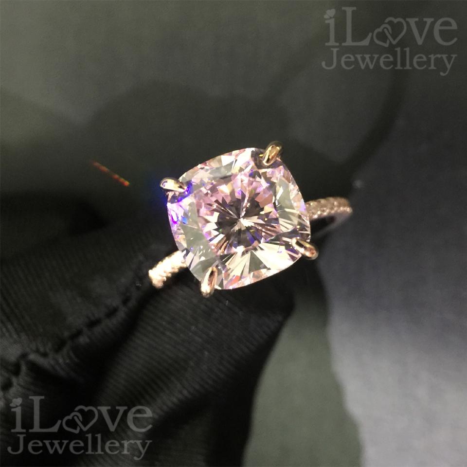 Pink Cushion CZ Solitaire Ring ILR003