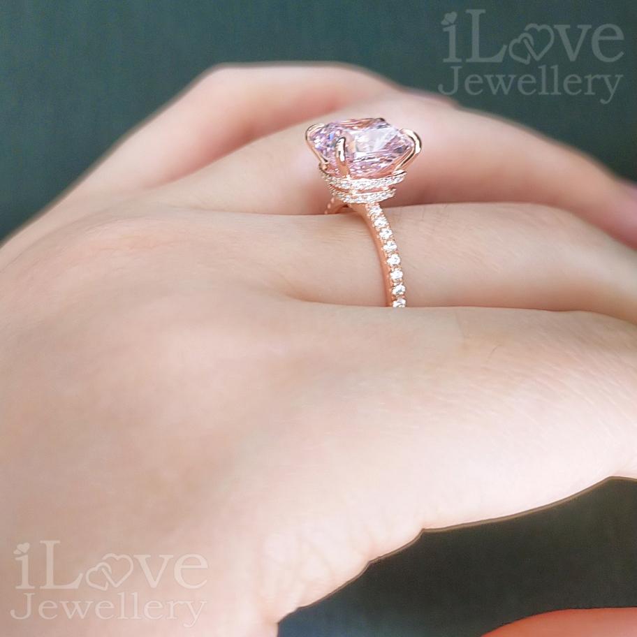 Pink Cushion CZ Solitaire Ring ILR003