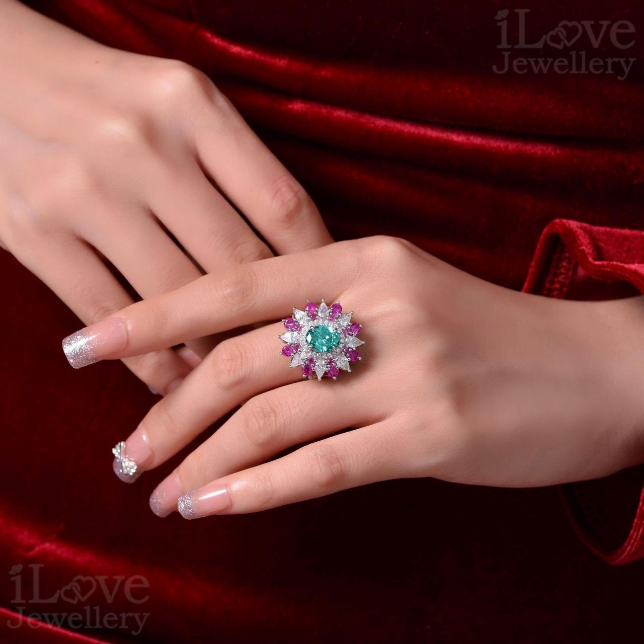 Floral Cocktail Adjustable Ring ILR057