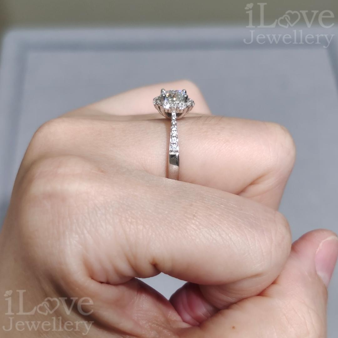 Rosette Floral Halo Moissanite Ring ILR208