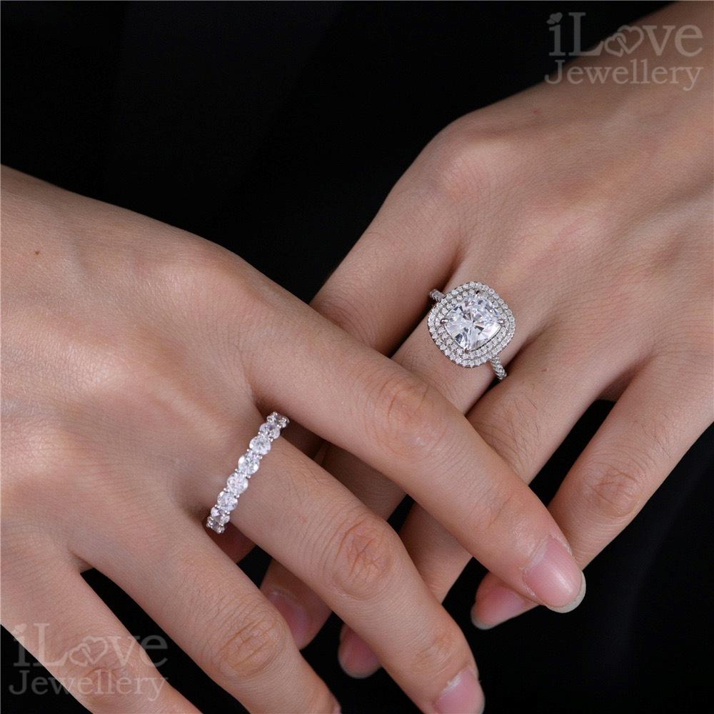 Radiant Cushion Halo Ring ILR014