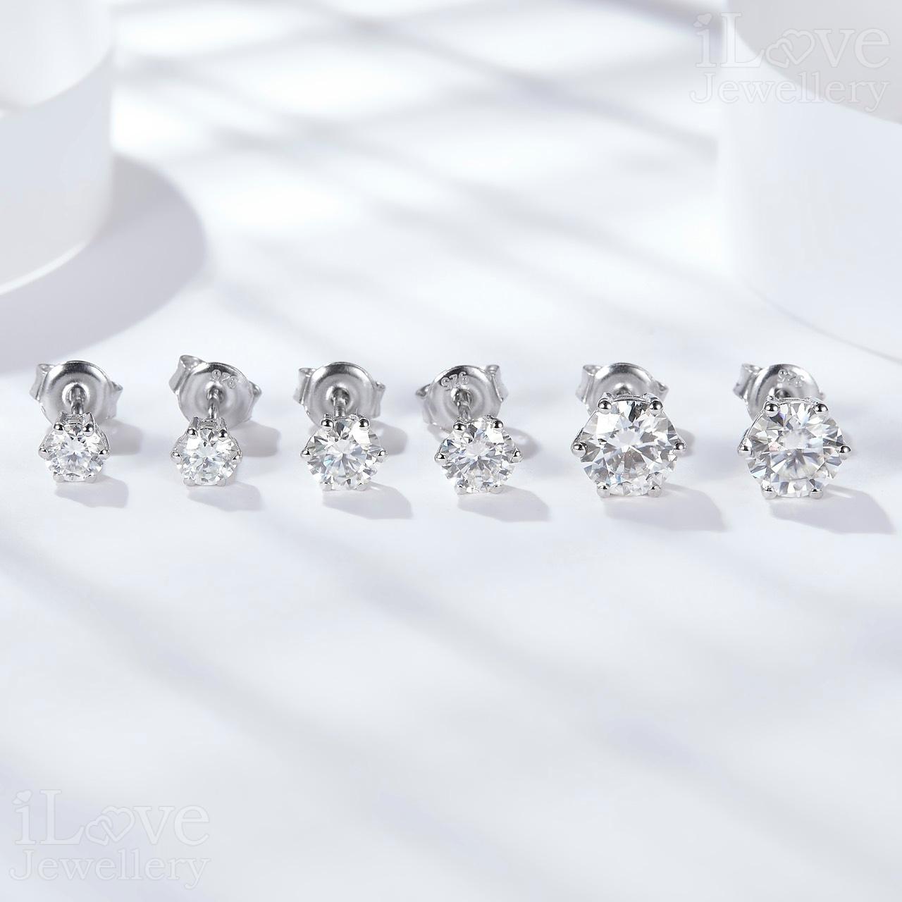 Timeless Solitaire Stud Moissanite Earrings E201