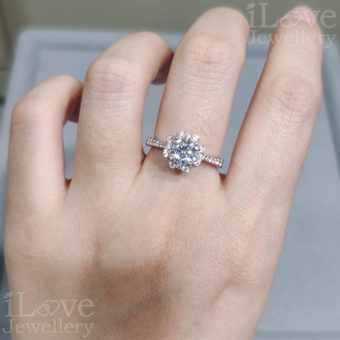 Rosette Floral Halo Moissanite Ring ILR208