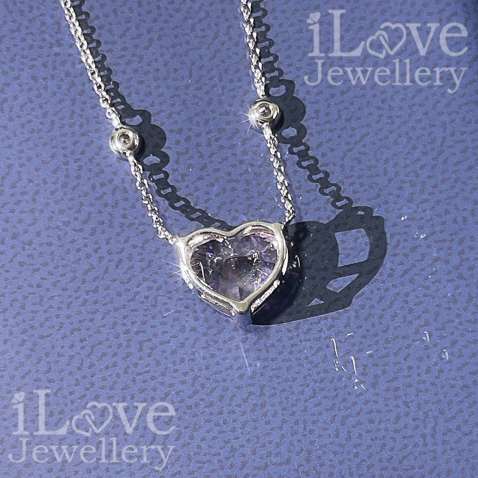 Pink Heartbeat Chain Necklace ILN010