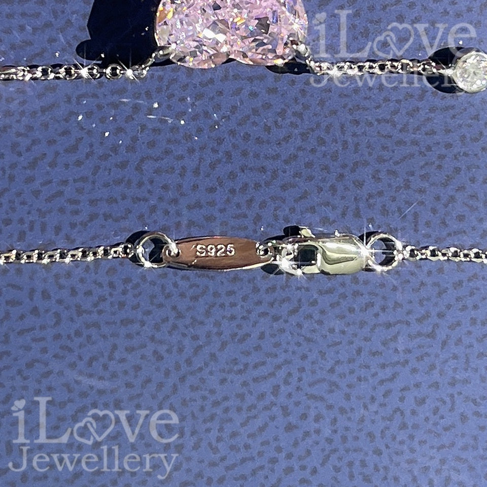Pink Heartbeat Chain Necklace ILN010