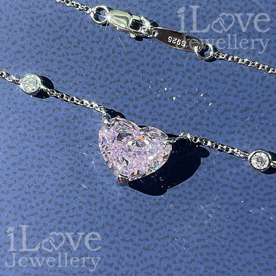Pink Heartbeat Chain Necklace ILN010