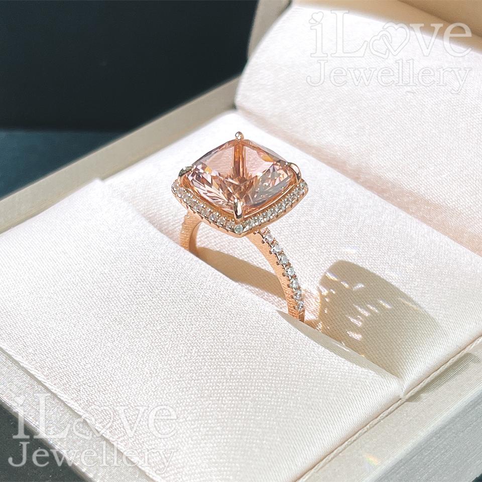 Morganite Cushion Halo Ring ILR028