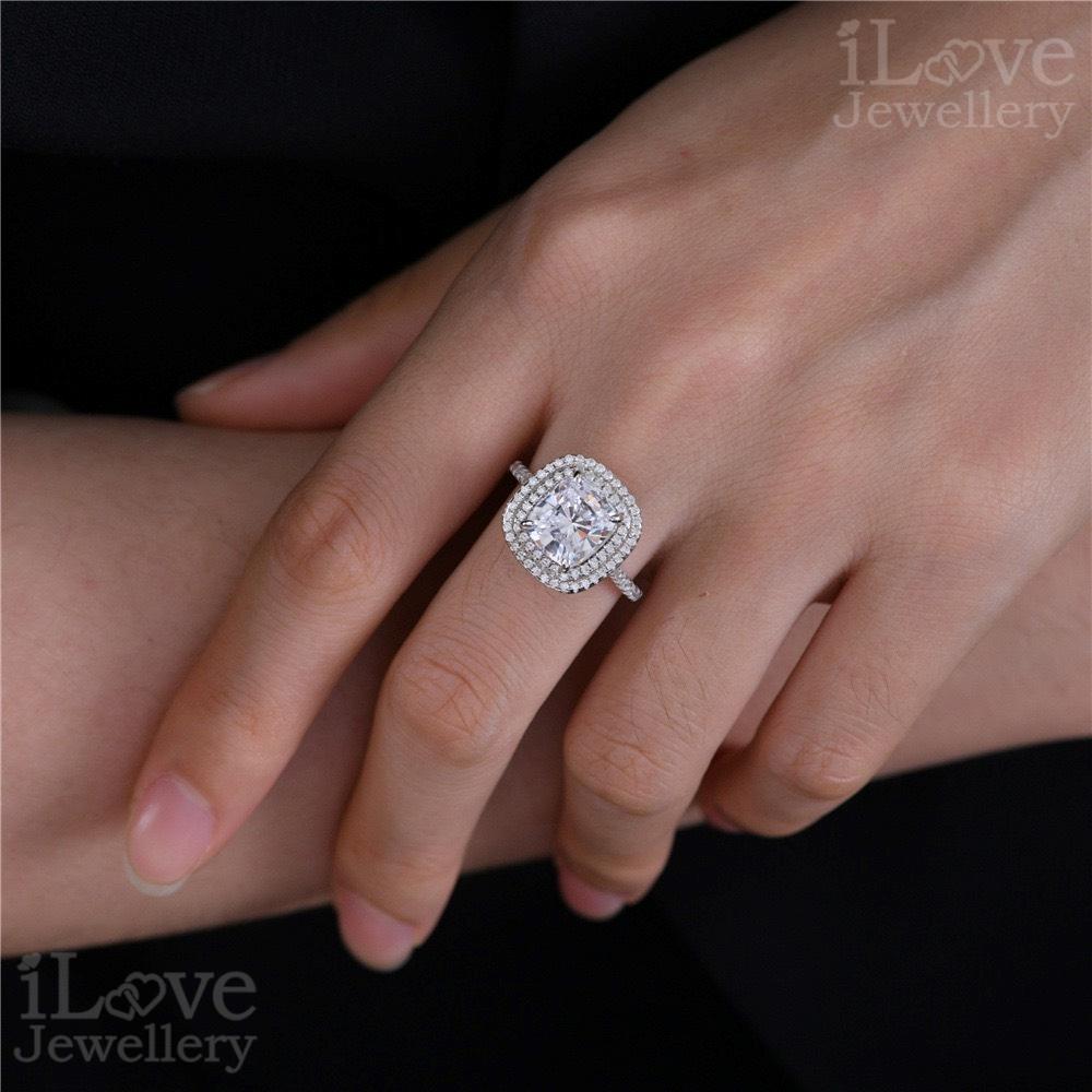 Radiant Cushion Halo Ring ILR014