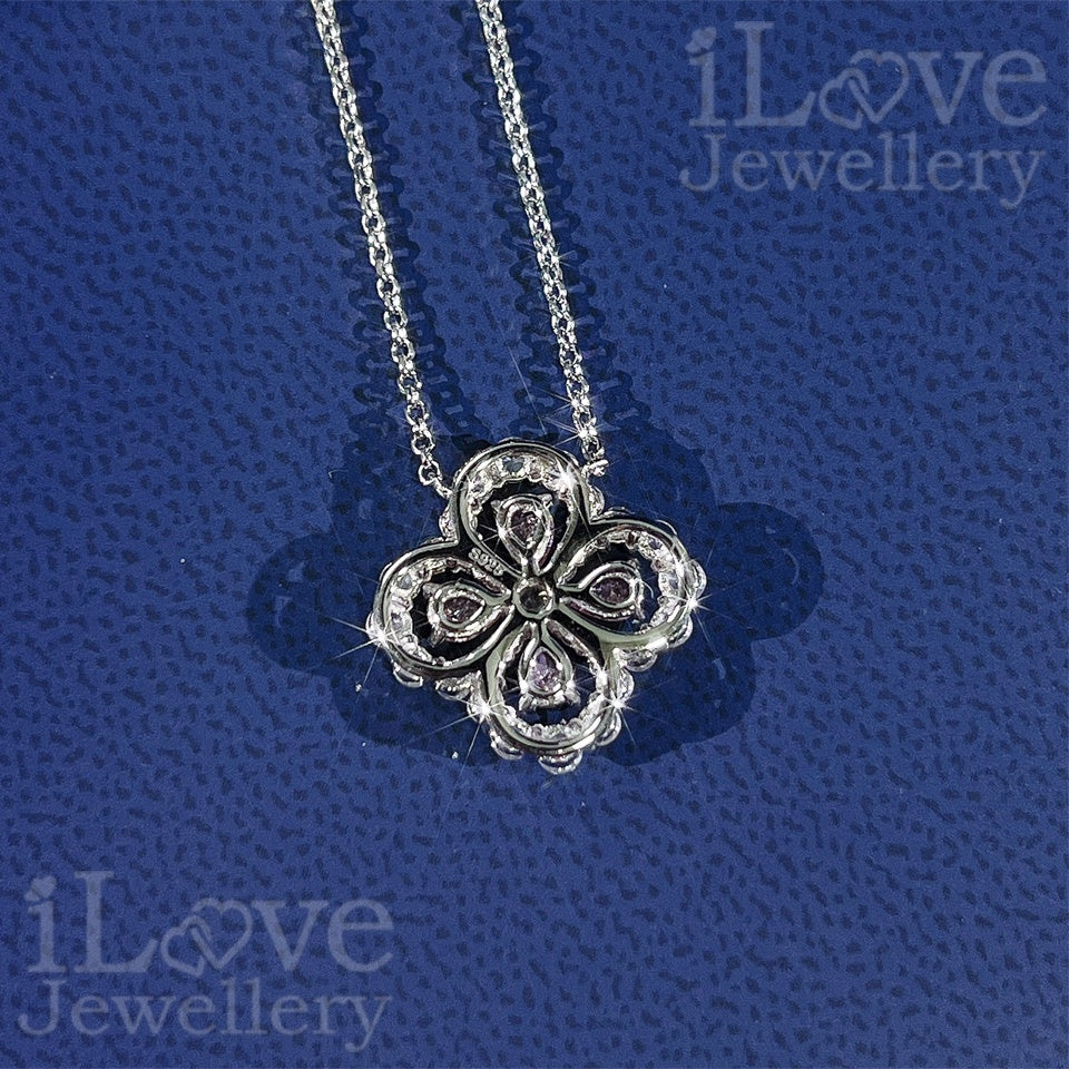 Lucky Blossom Clover Necklace ILN005 Pink