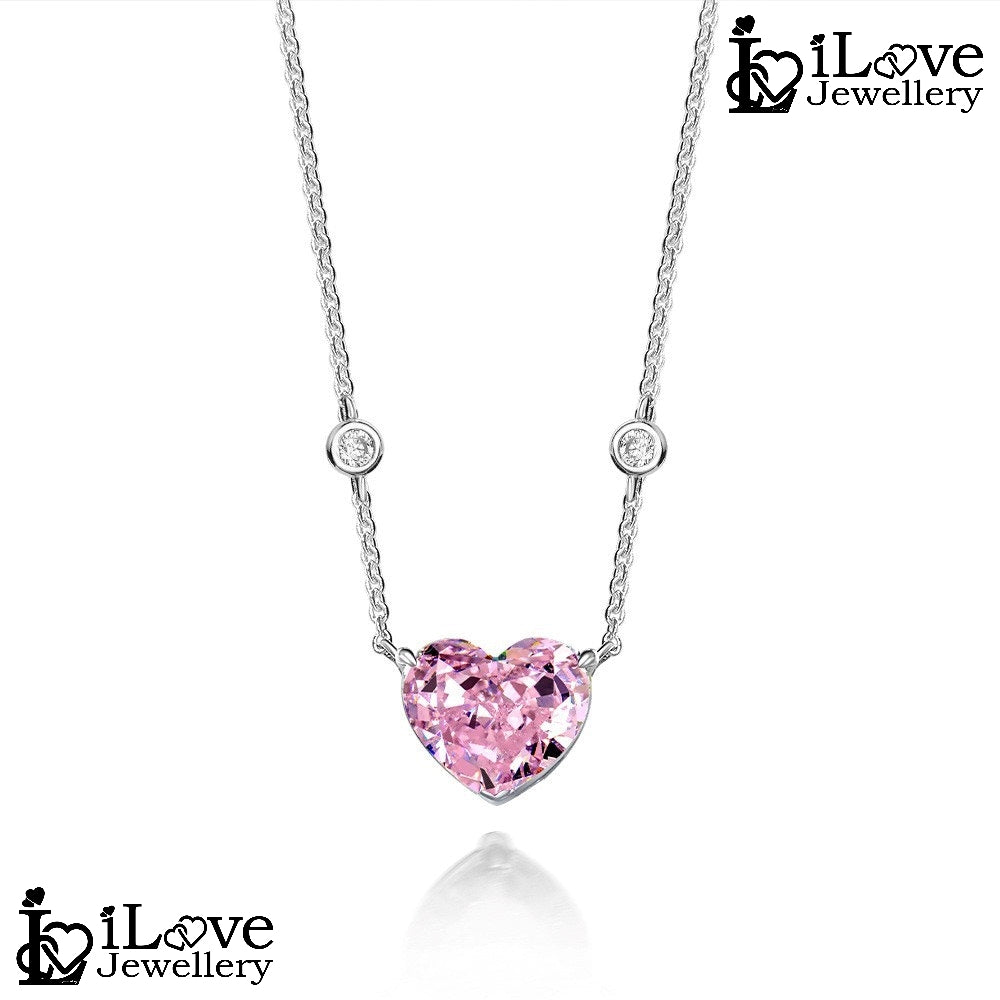 Pink Heartbeat Chain Necklace ILN010