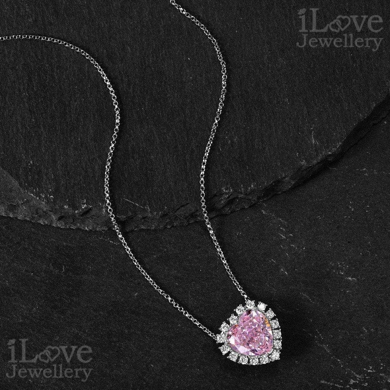 Enchanted Pink Heart Halo Necklace ILN006