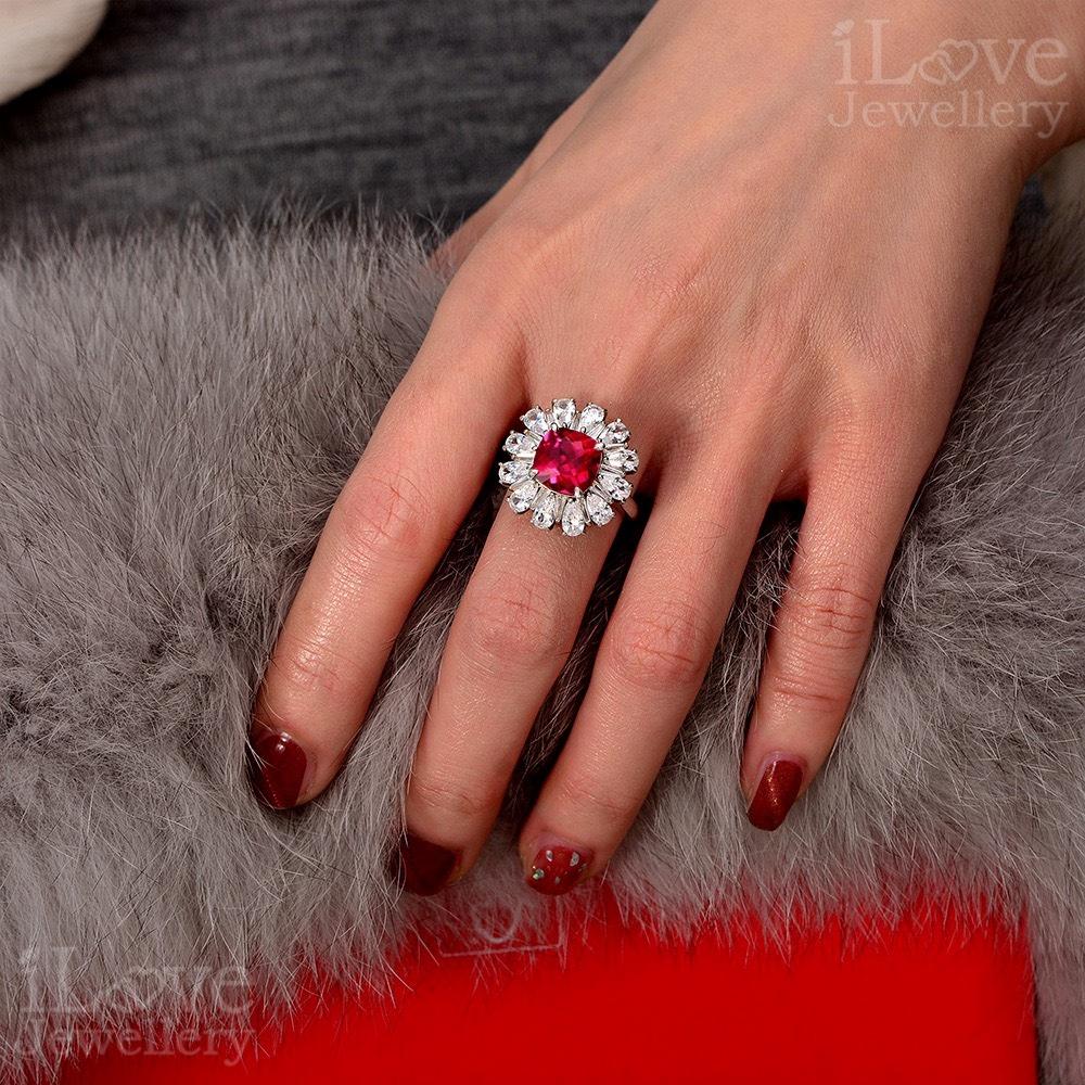 Ruby Red Halo Ring ILR044