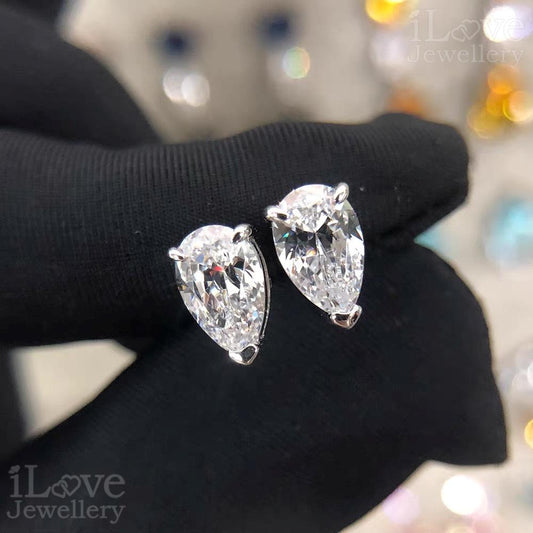 Tear of Joy Pear-Cut Stud Earrings ILE004