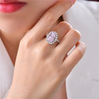 Blushing Oval Halo Ring ILR021 Pink