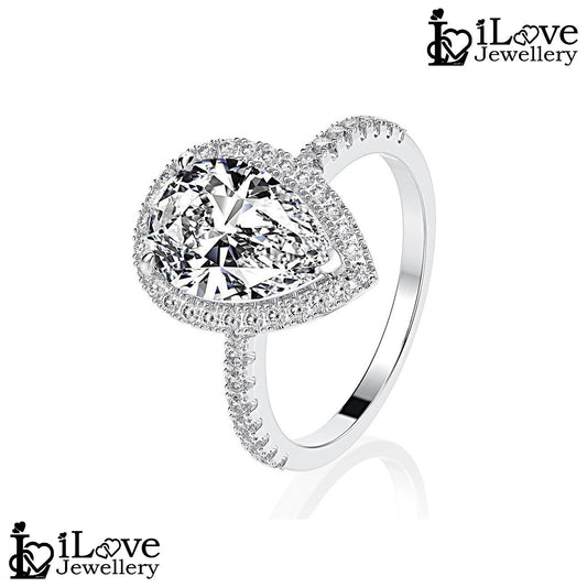 Tear of Light Pear Shaped Halo Ring ILR020