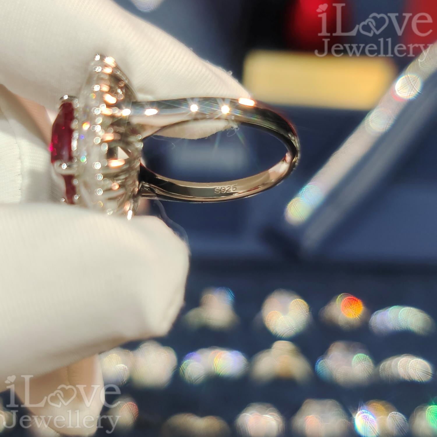 Ruby Red Halo Ring ILR044