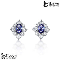 Royal Blue Cluster Stud Earrings ILE001
