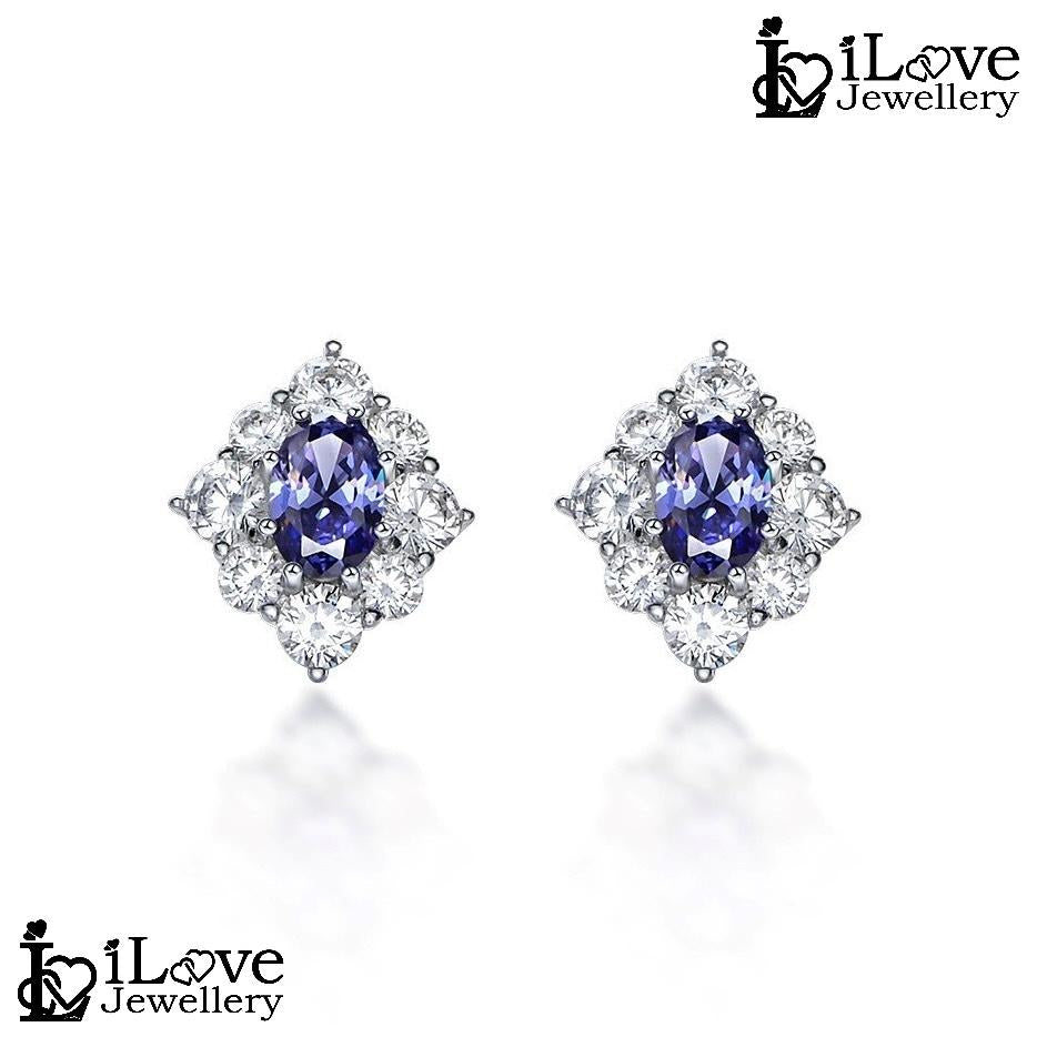 Royal Blue Cluster Stud Earrings ILE001