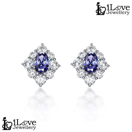 Royal Blue Cluster Stud Earrings ILE001