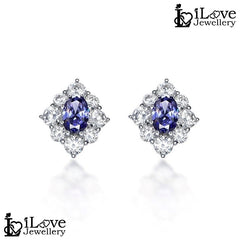 Royal Blue Cluster Stud Earrings ILE001