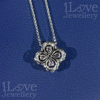 S925 Pink Four-Leaf Clover Pendant Cubic Zirconia Necklace ILN005