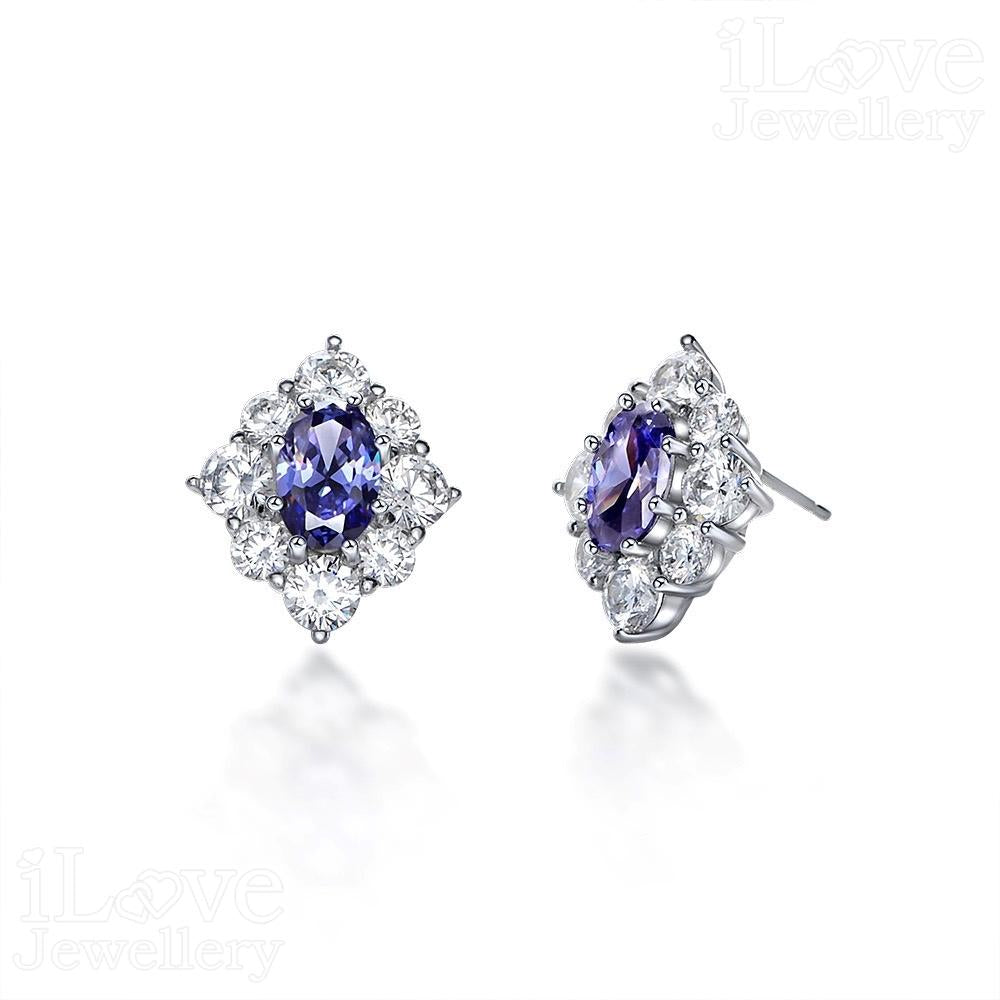 Royal Blue Cluster Stud Earrings ILE001