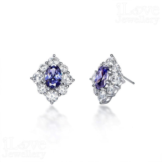 Royal Blue Cluster Stud Earrings ILE001