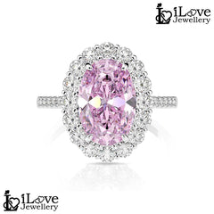 Blushing Oval Halo Ring ILR021 Pink