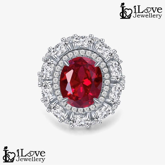 Royal Ruby Halo Ring ILR051 Red